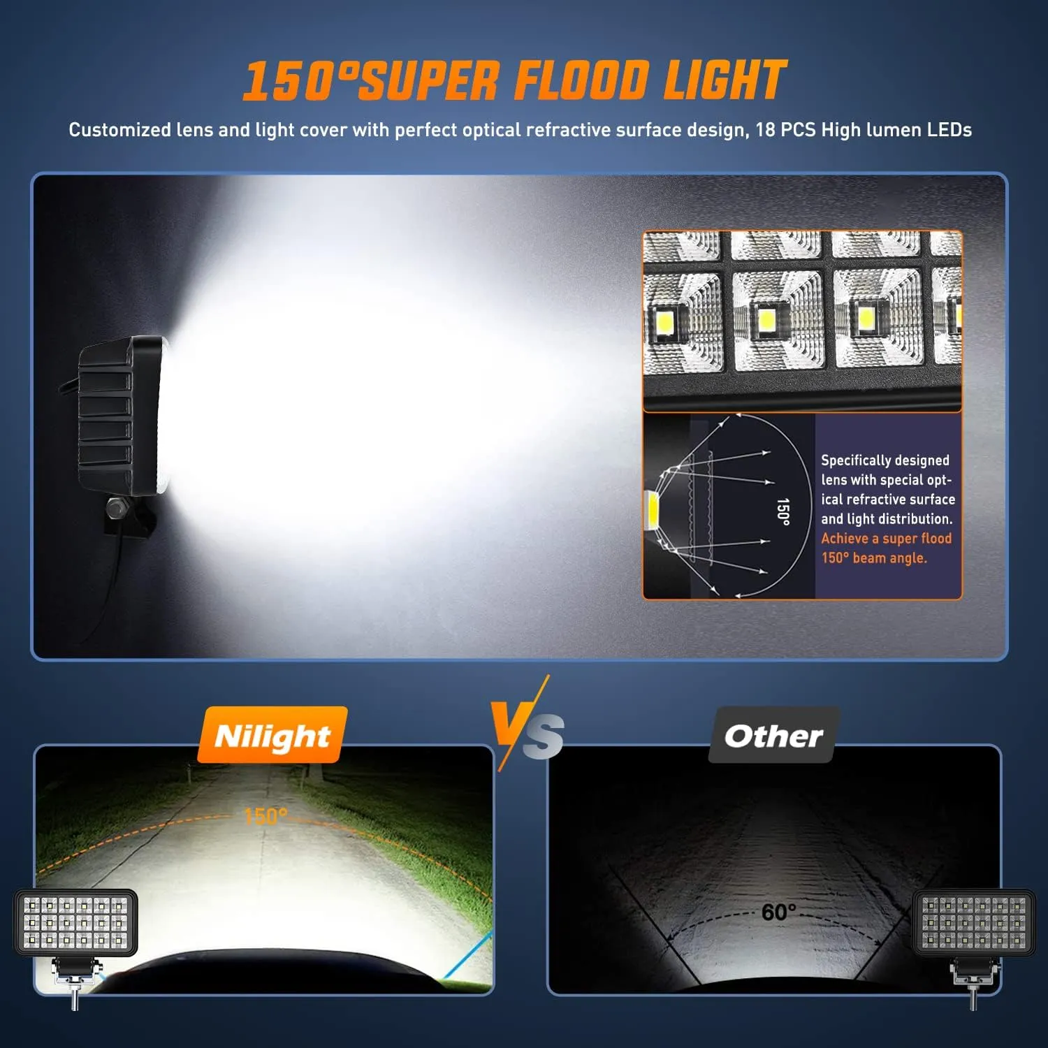 4.4 Inch 36W Square Flood Toggle Switch LED Work Lights (Pair)