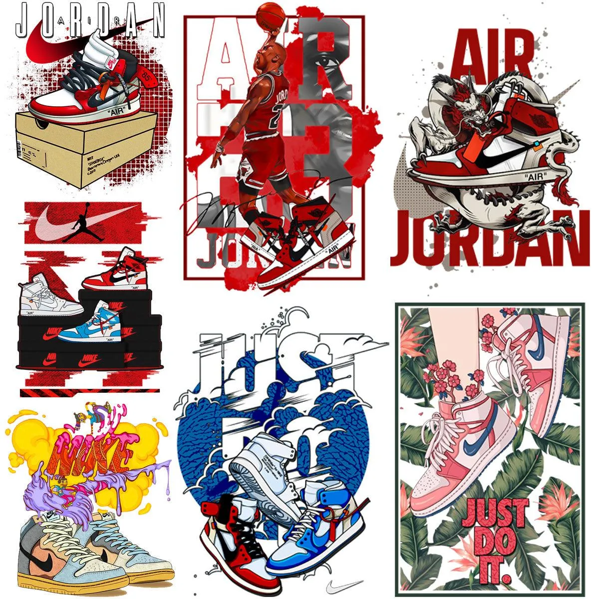 7 Swoosh Shoe Brand Streetwear Designs Bundle PNG   PSD