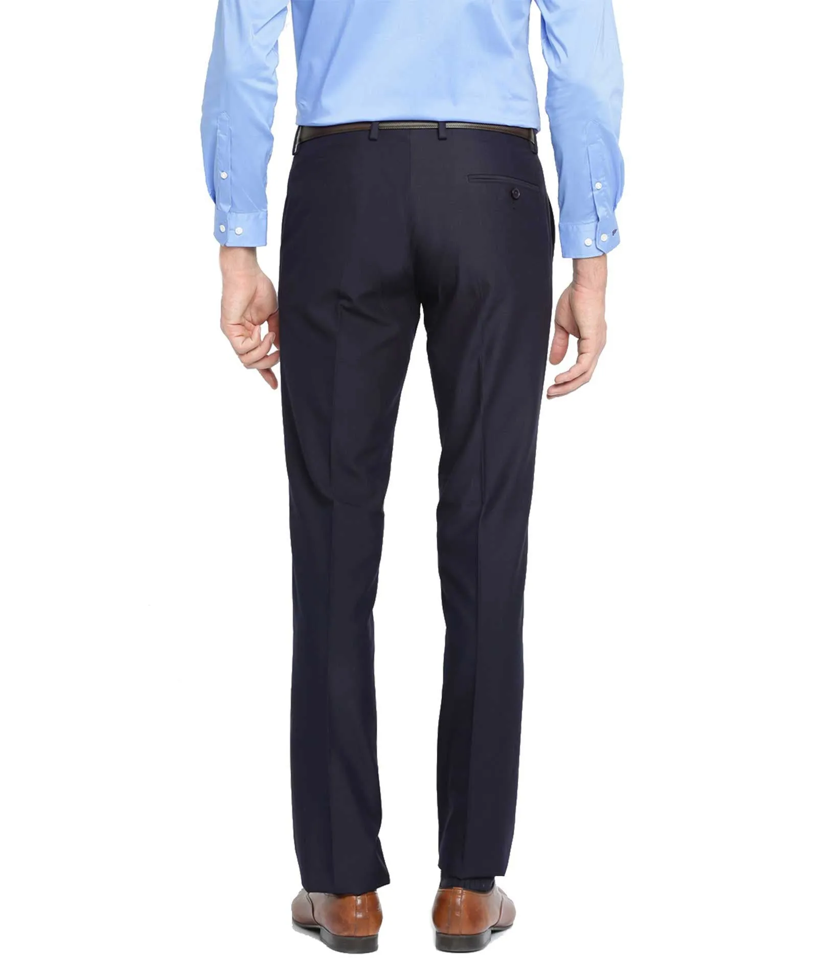 American-Elm Men's Navy Blue Cotton Slim Fit Official Formal Trouser for Work and Event