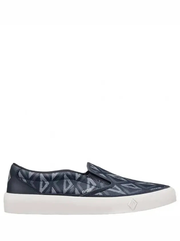 B101 CD Diamond Canvas Smooth Calfskin Sneakers Navy