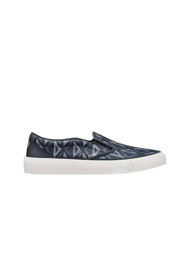 B101 CD Diamond Canvas Smooth Calfskin Sneakers Navy