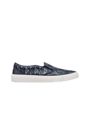 B101 CD Diamond Canvas Smooth Calfskin Sneakers Navy