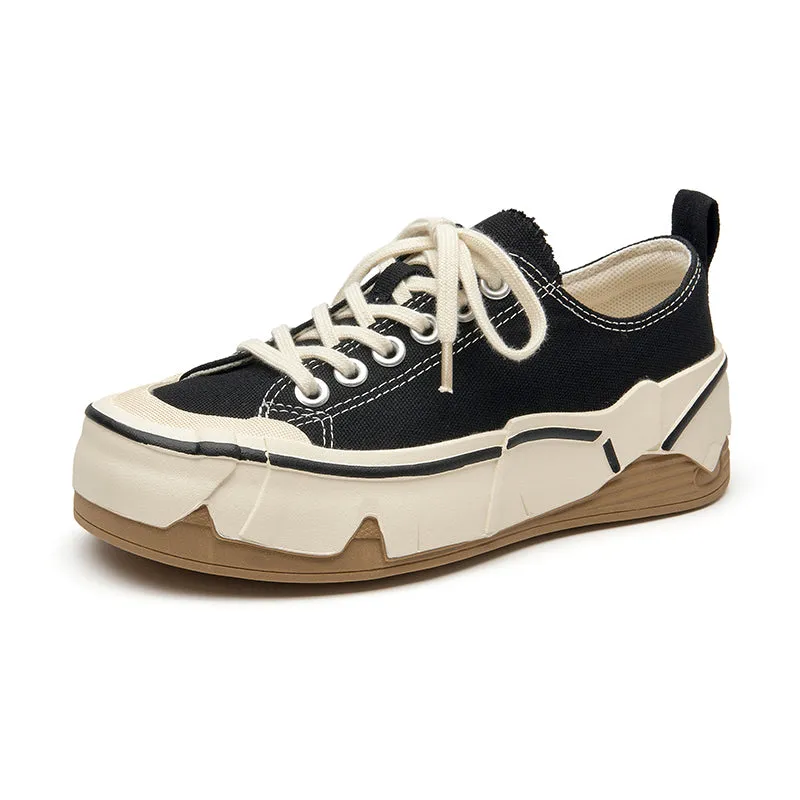 BeauToday Women's Leisure Canvas Sneakers with Irregular Design