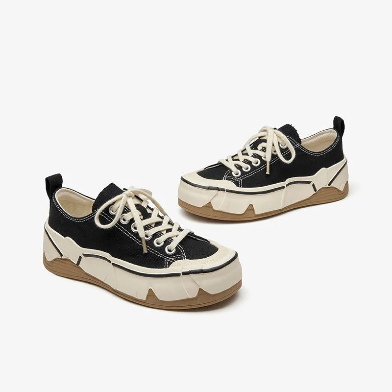 BeauToday Women's Leisure Canvas Sneakers with Irregular Design