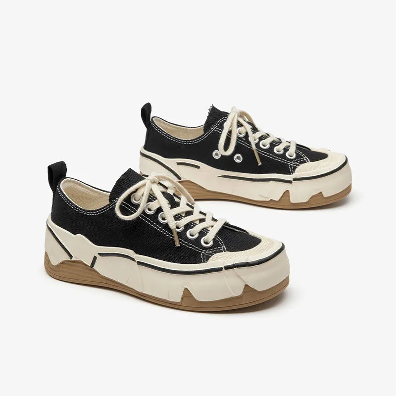 BeauToday Women's Leisure Canvas Sneakers with Irregular Design