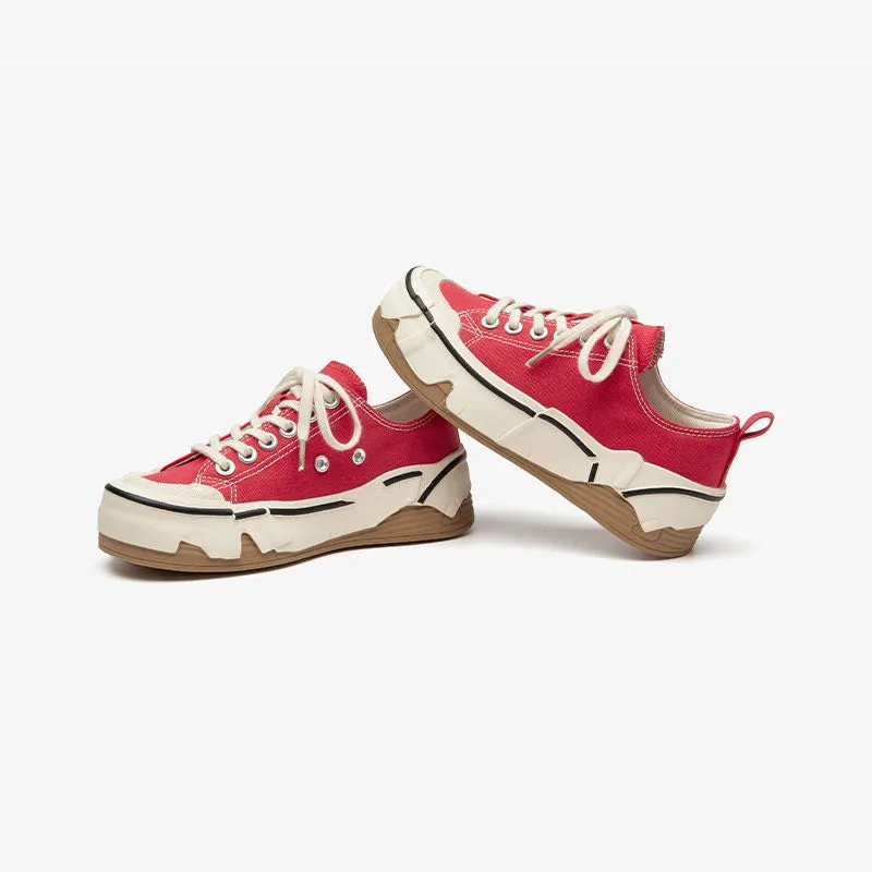 BeauToday Women's Leisure Canvas Sneakers with Irregular Design