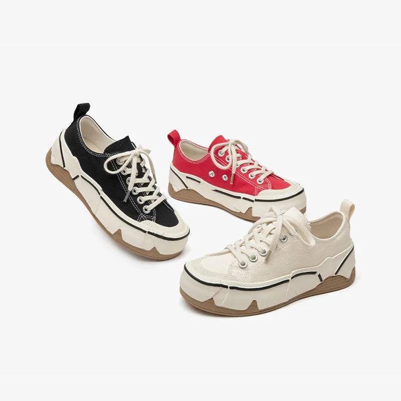 BeauToday Women's Leisure Canvas Sneakers with Irregular Design