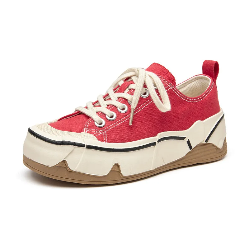 BeauToday Women's Leisure Canvas Sneakers with Irregular Design