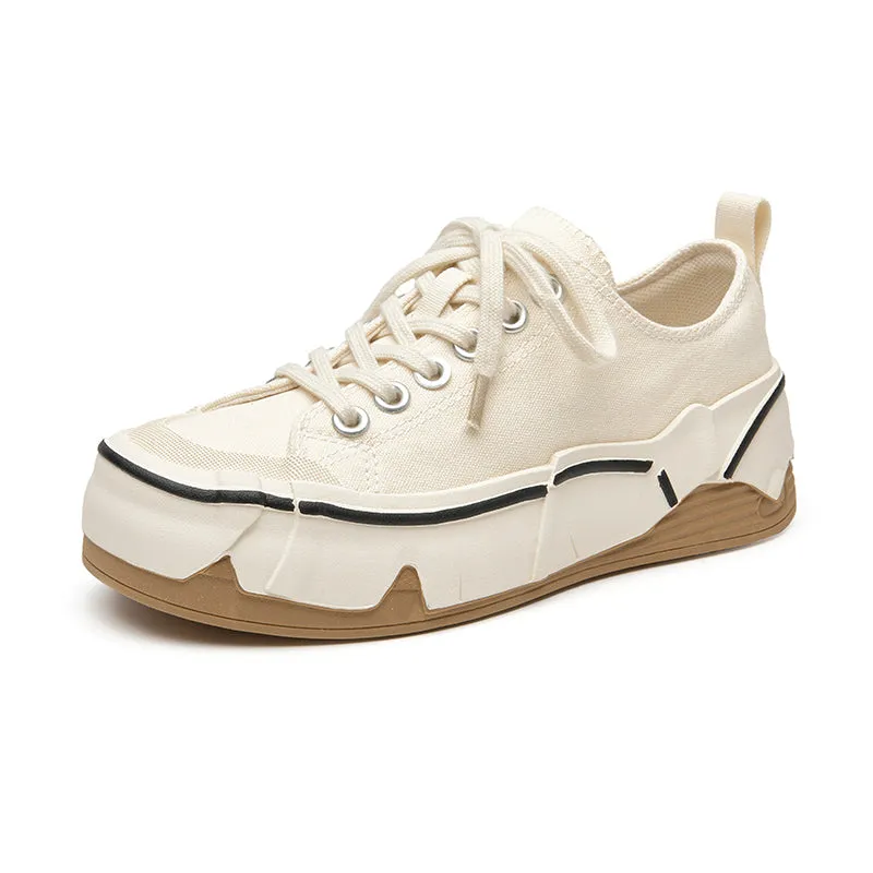 BeauToday Women's Leisure Canvas Sneakers with Irregular Design