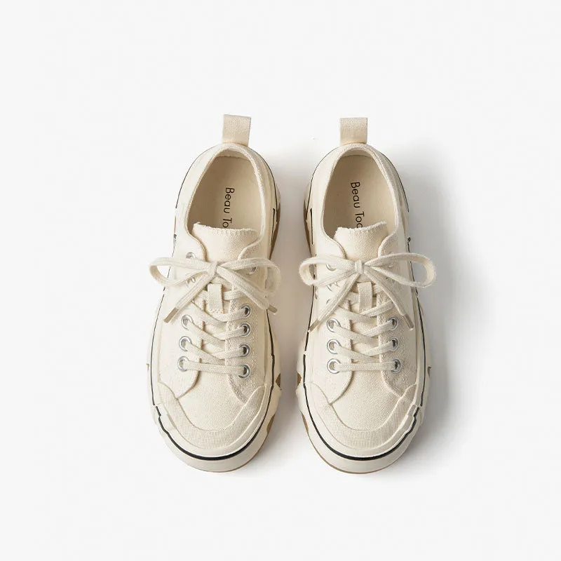 BeauToday Women's Leisure Canvas Sneakers with Irregular Design