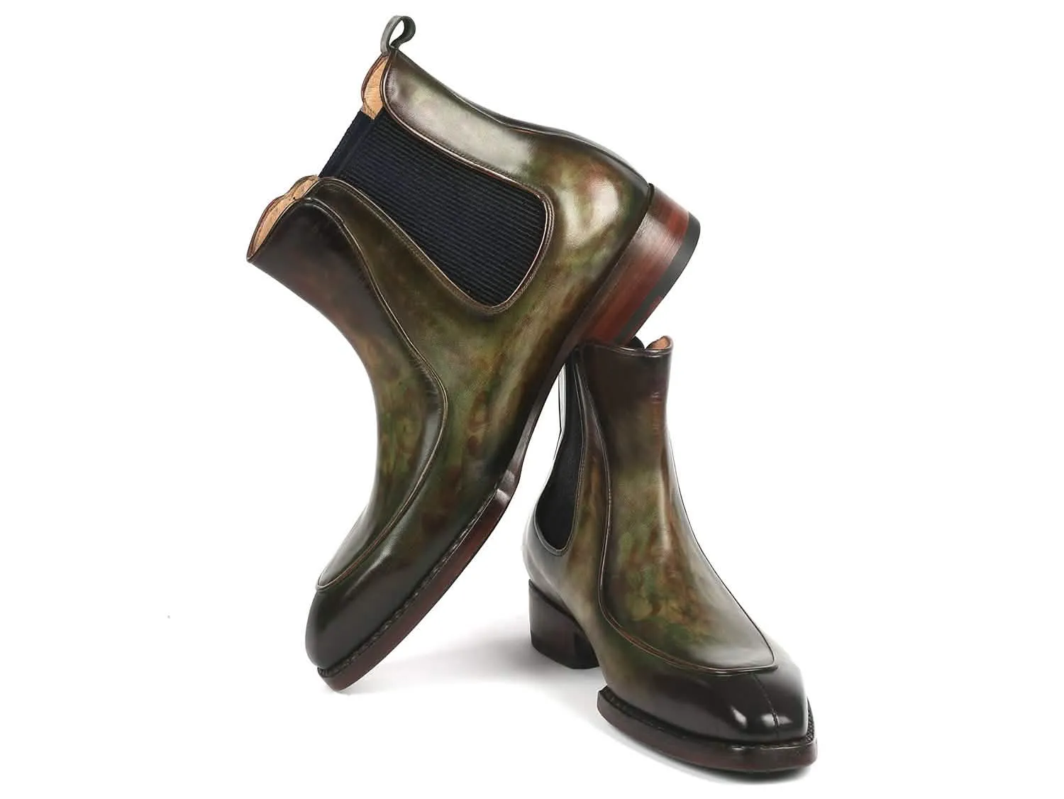 Bespoke Handcrafted Green Chelsea Boots for Men with Goodyear Welt Technique