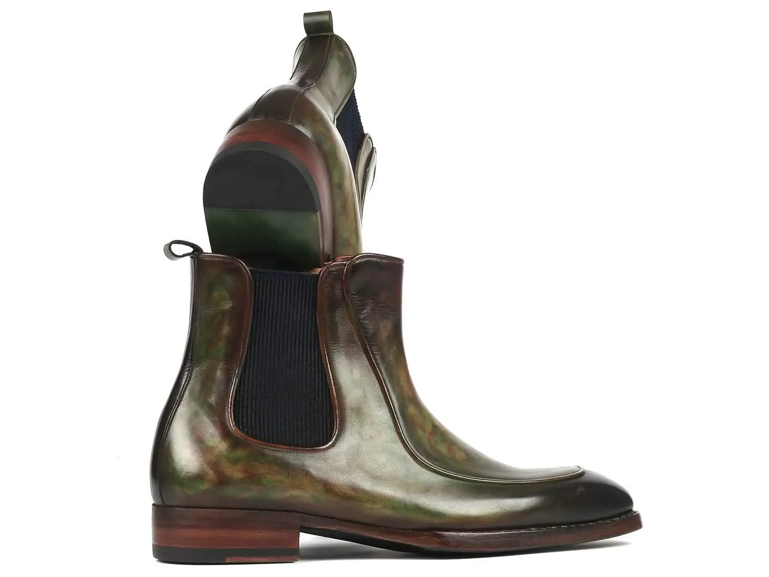 Bespoke Handcrafted Green Chelsea Boots for Men with Goodyear Welt Technique