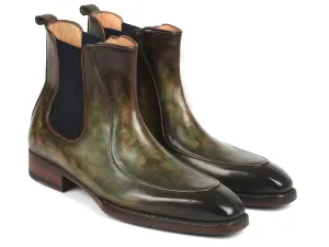 Bespoke Handcrafted Green Chelsea Boots for Men with Goodyear Welt Technique