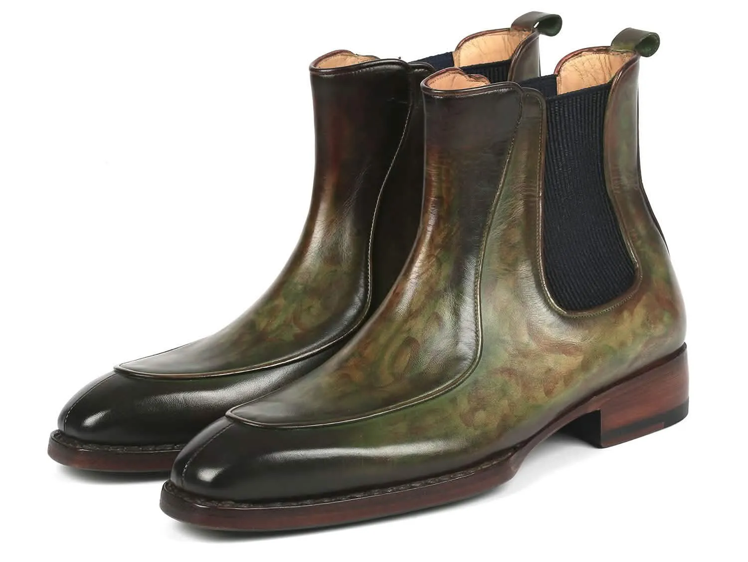 Bespoke Handcrafted Green Chelsea Boots for Men with Goodyear Welt Technique