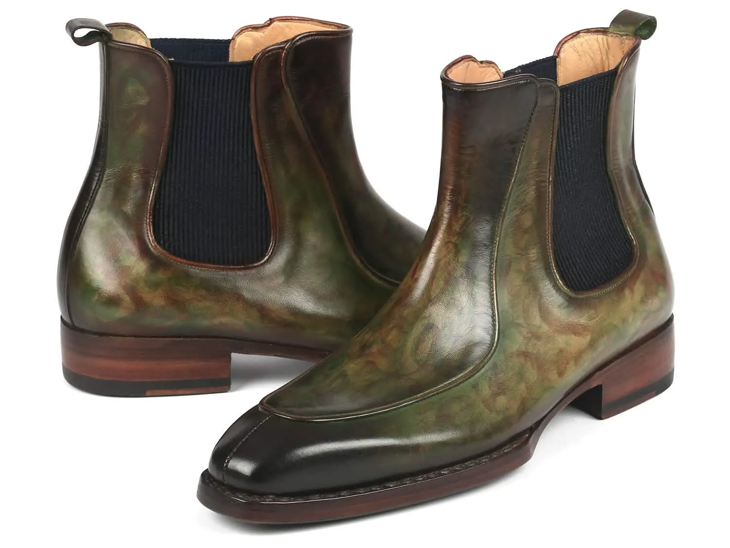 Bespoke Handcrafted Green Chelsea Boots for Men with Goodyear Welt Technique