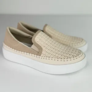 Booked Tonight Woven Cream Platform Sneakers