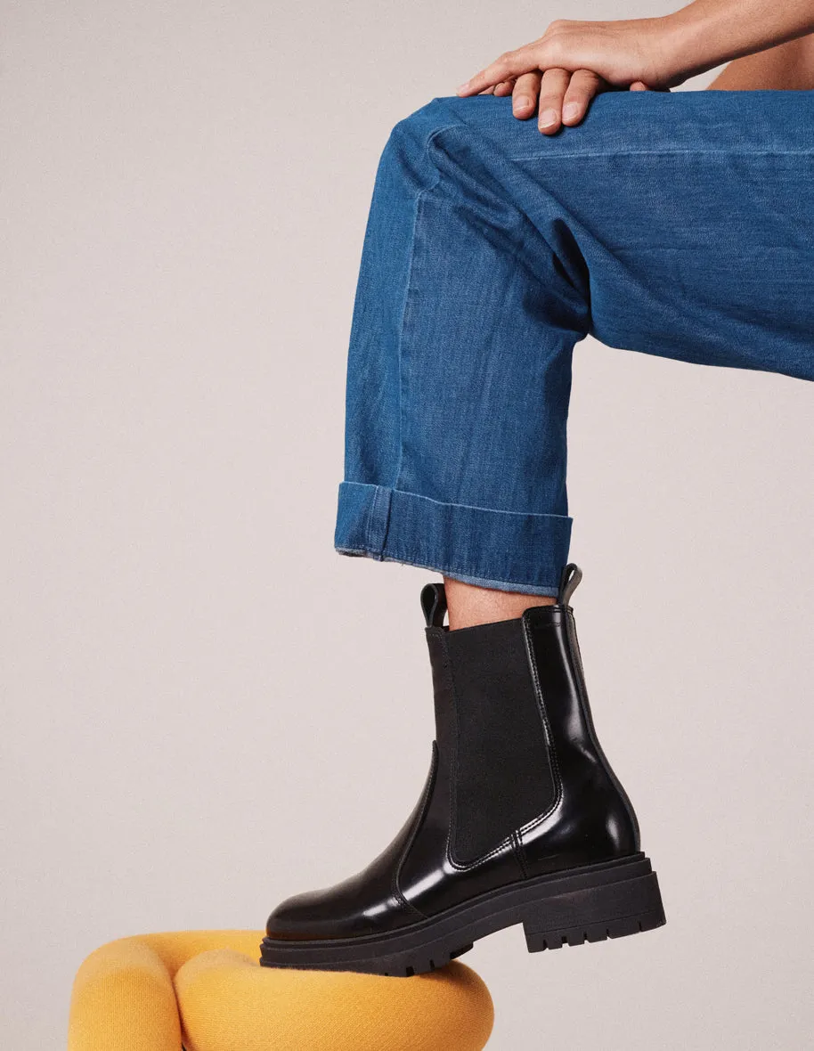 Bottines Perrine - Cuir box noir