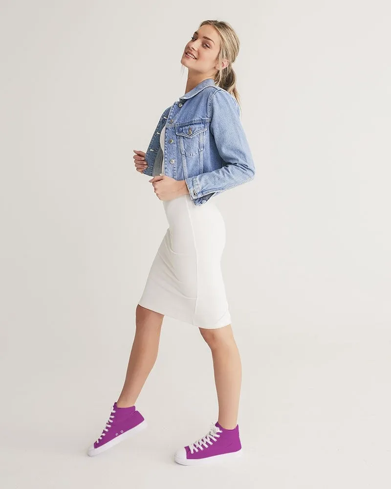 Bright Purple Women's High-top Canvas Sneakers | Women's | Bright Pure Purple | C38M100Y0K0