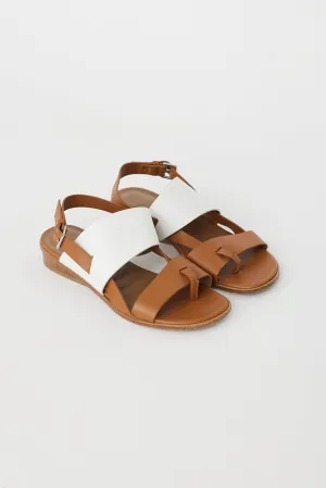 Brown & White Leather Strappy Sandal