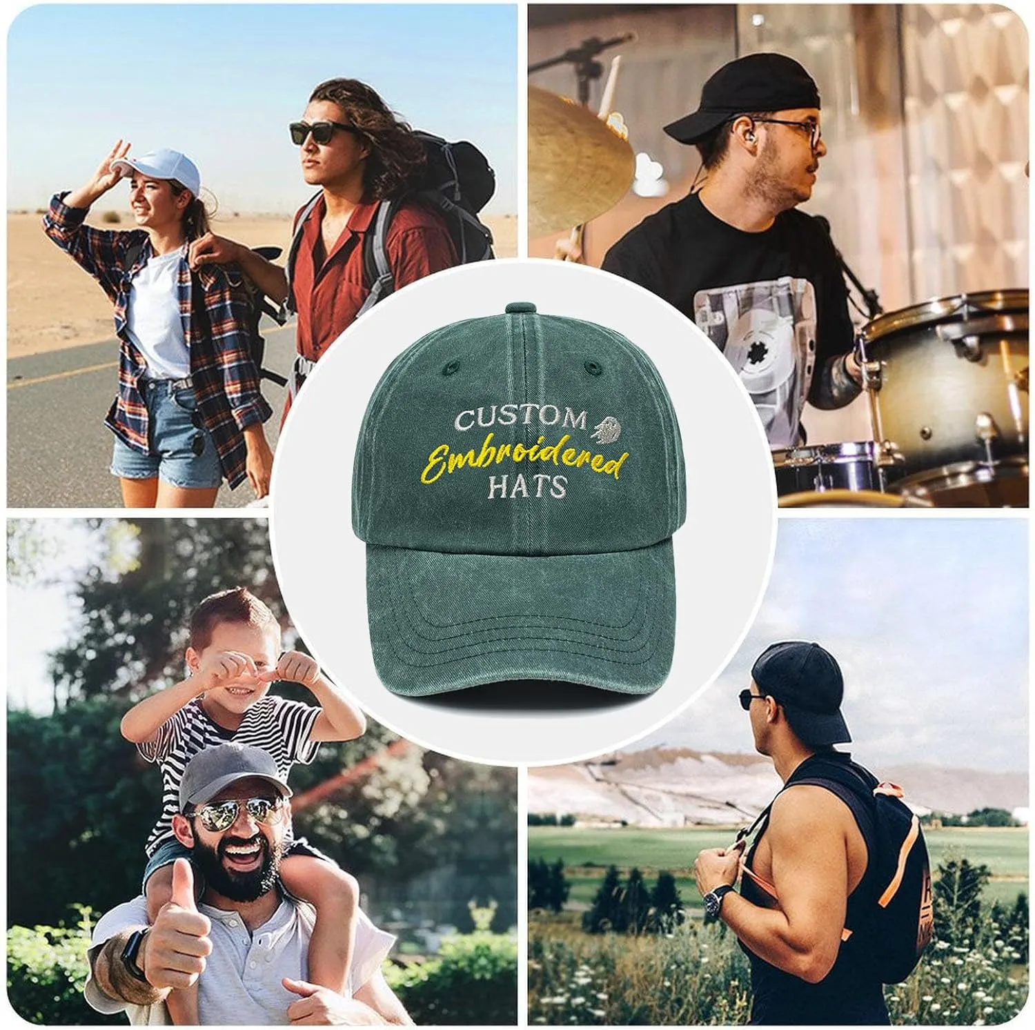 Custom Embroidered Hats, Personalized Baseball Caps with Logo Text, Customized Embroidered Baseball Hat Gifts for Men Women