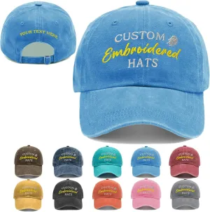 Custom Embroidered Hats, Personalized Baseball Caps with Logo Text, Customized Embroidered Baseball Hat Gifts for Men Women