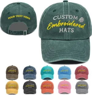 Custom Embroidered Hats, Personalized Baseball Caps with Logo Text, Customized Embroidered Baseball Hat Gifts for Men Women