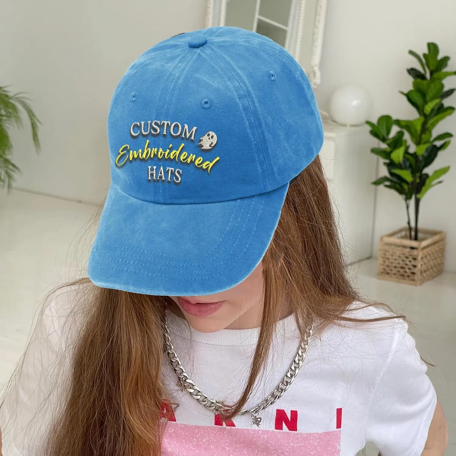 Custom Embroidered Hats, Personalized Baseball Caps with Logo Text, Customized Embroidered Baseball Hat Gifts for Men Women