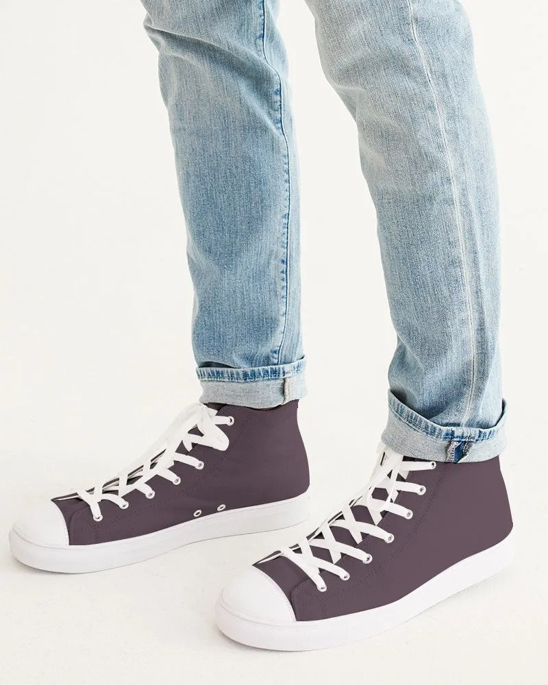 Dark Magenta Brown Men's High-top Canvas Sneakers | Men's | Dark Pale Pastel Magenta Brown | C0M30Y0K80