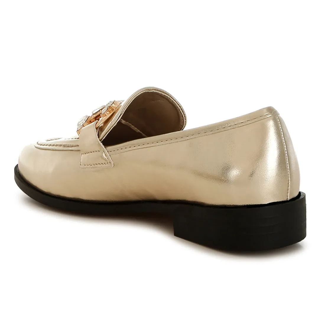 Diamante Horsebit Metallic Loafers
