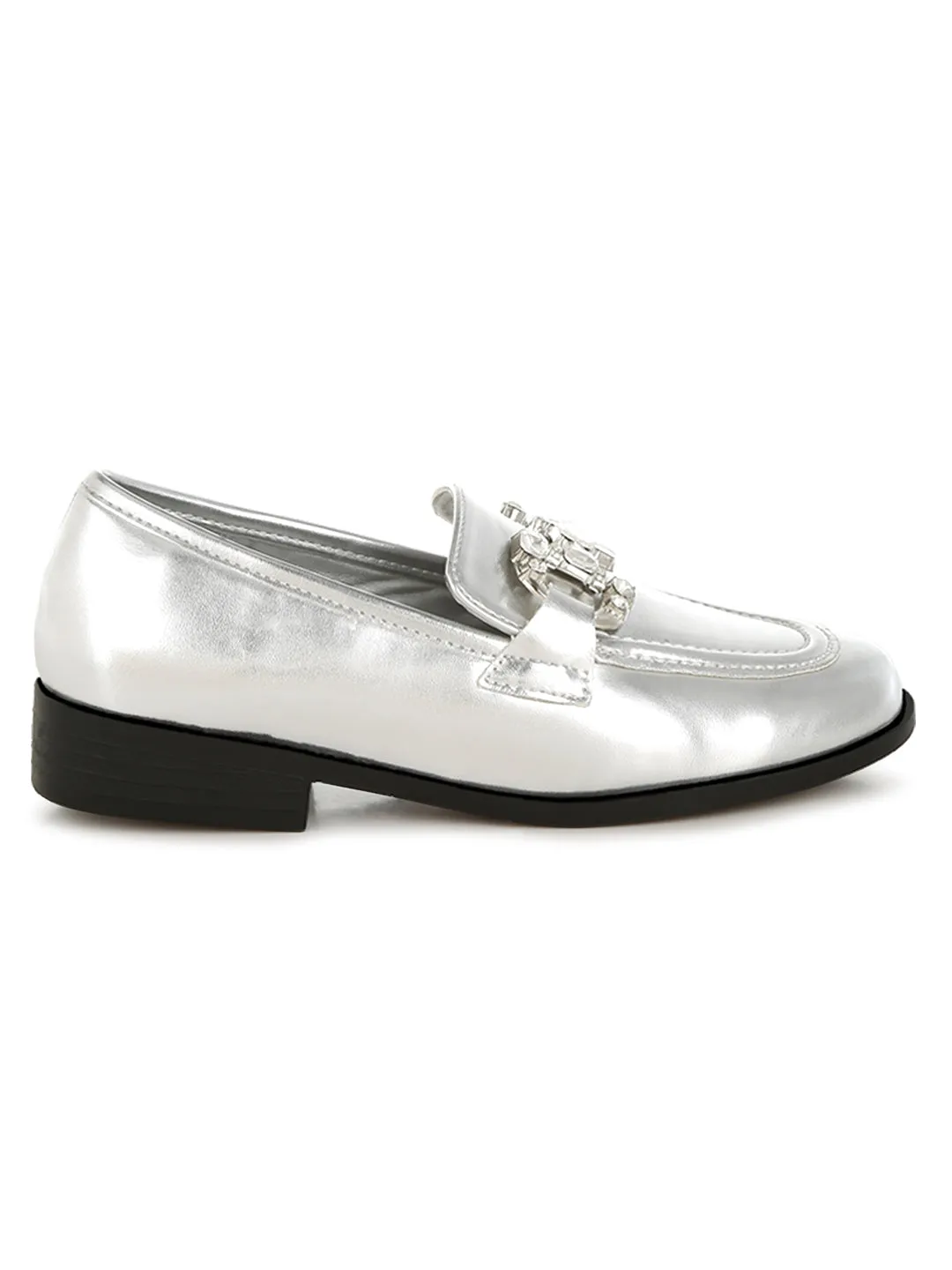 Diamante Horsebit Metallic Loafers