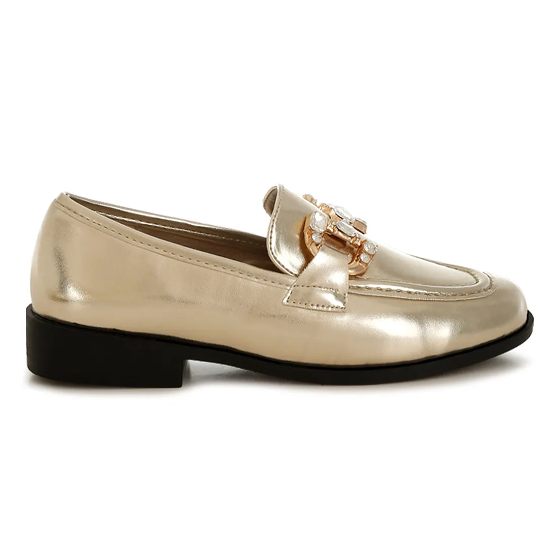 Diamante Horsebit Metallic Loafers