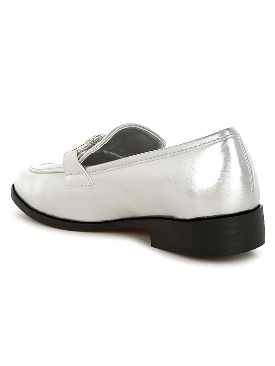 Diamante Horsebit Metallic Loafers