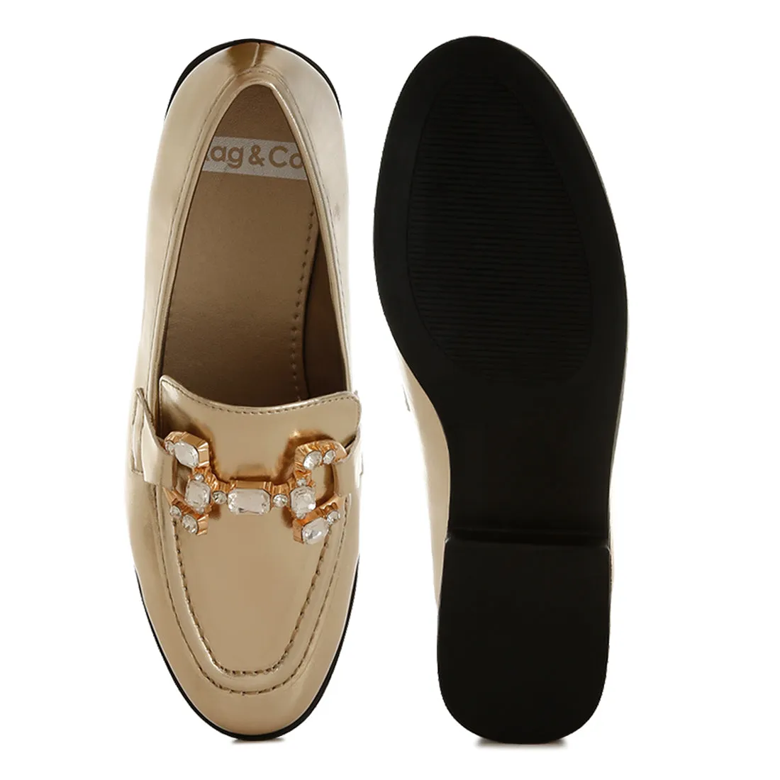 Diamante Horsebit Metallic Loafers