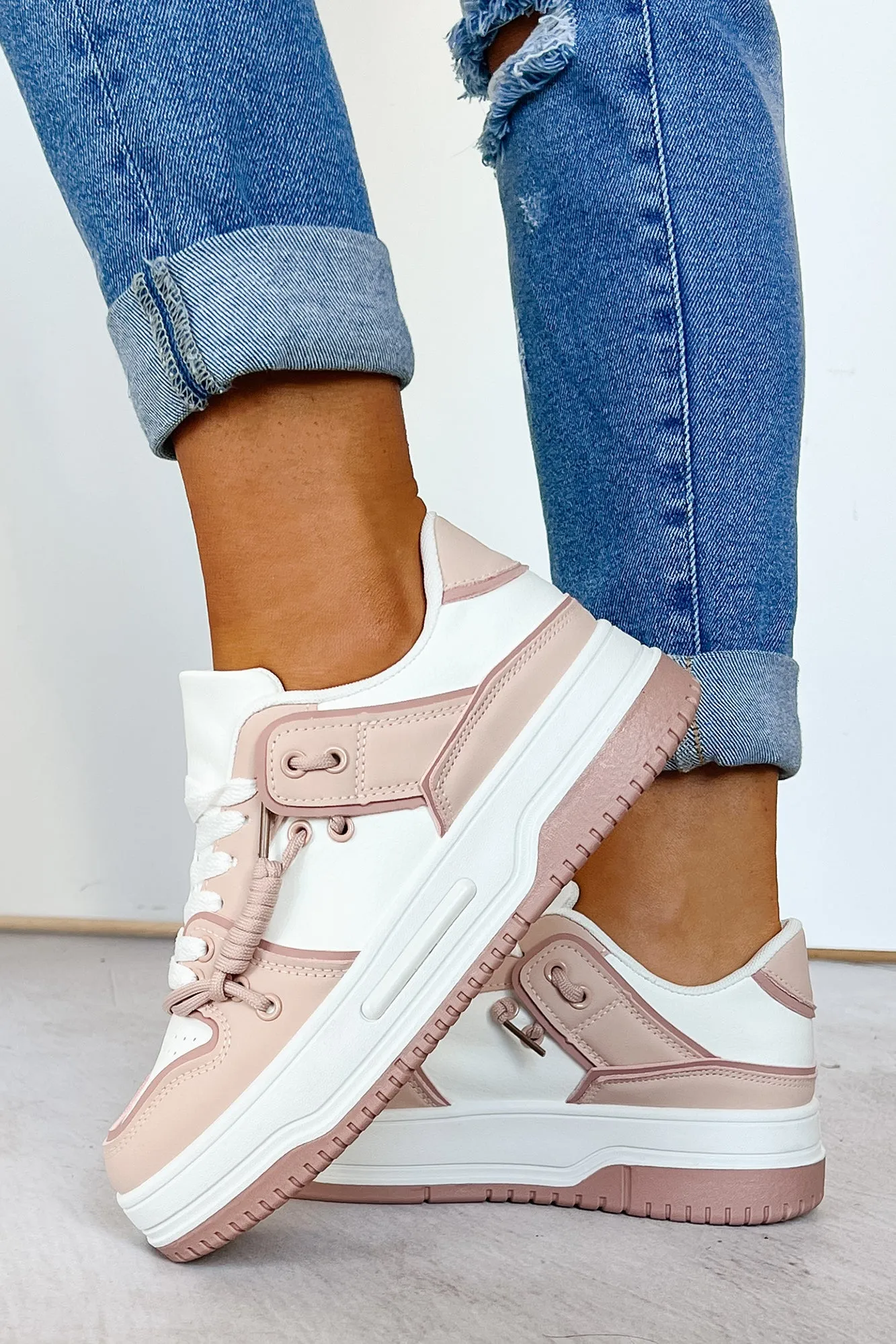 Fast Track Fashion Lace Up Platform Sneakers (Blush)