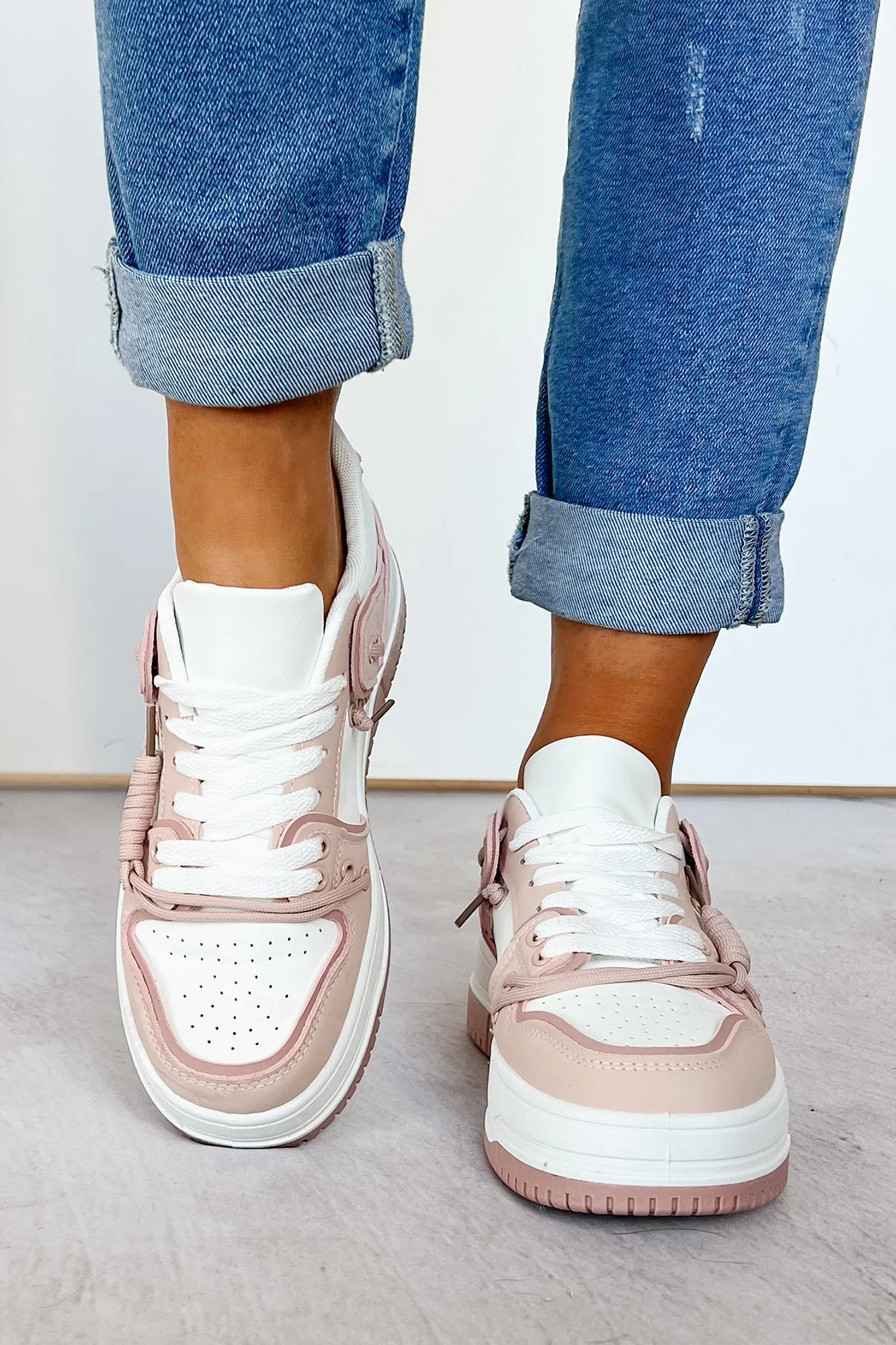 Fast Track Fashion Lace Up Platform Sneakers (Blush)