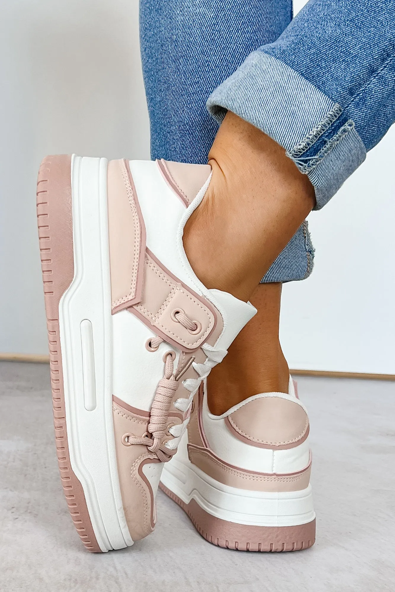 Fast Track Fashion Lace Up Platform Sneakers (Blush)