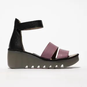 Fly London Women's BONO290FLY Leather Strappy Sandals Black Violet