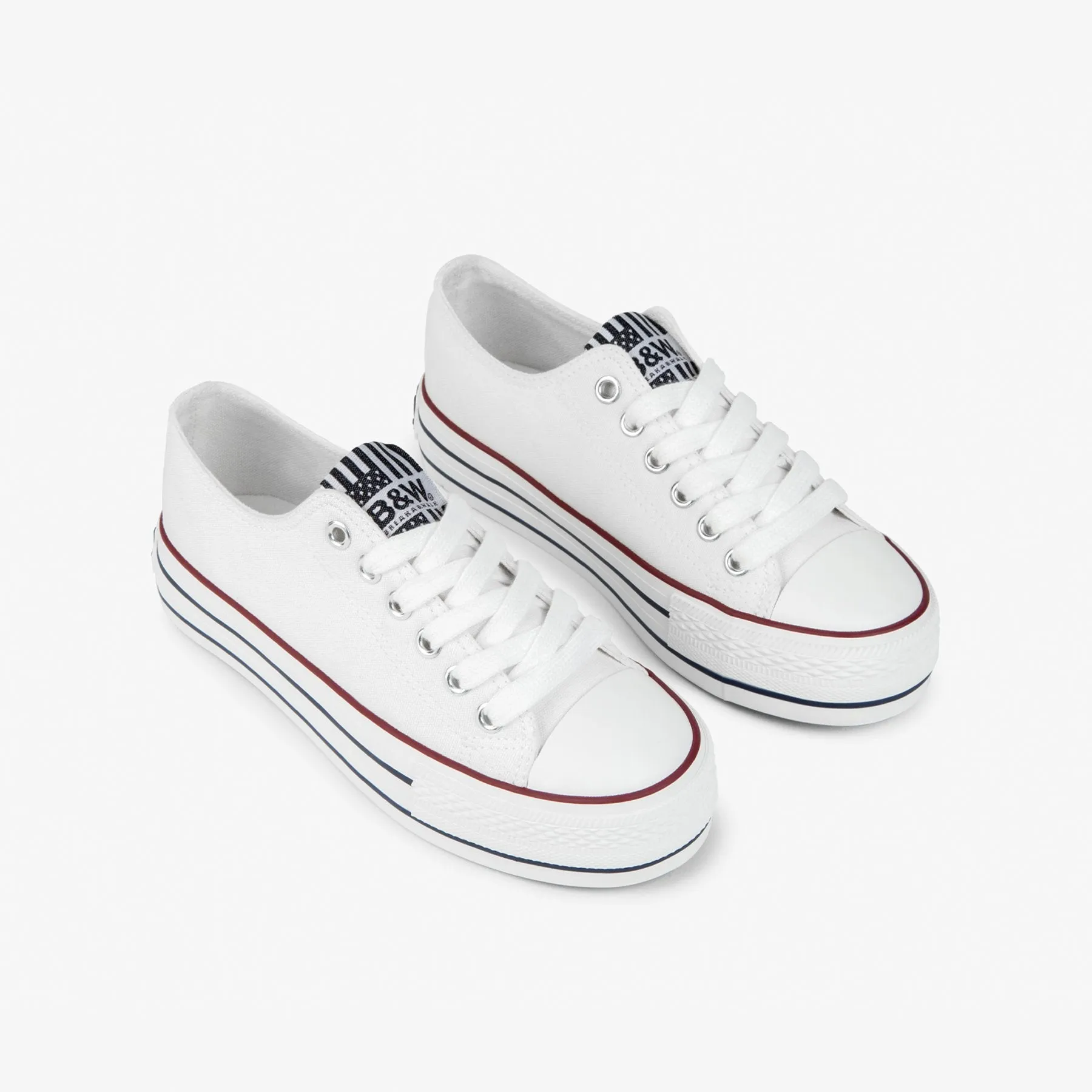 Girl's White Platform Canvas Sneakers