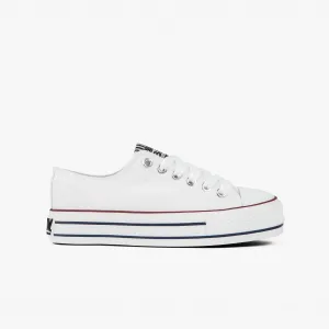 Girl's White Platform Canvas Sneakers