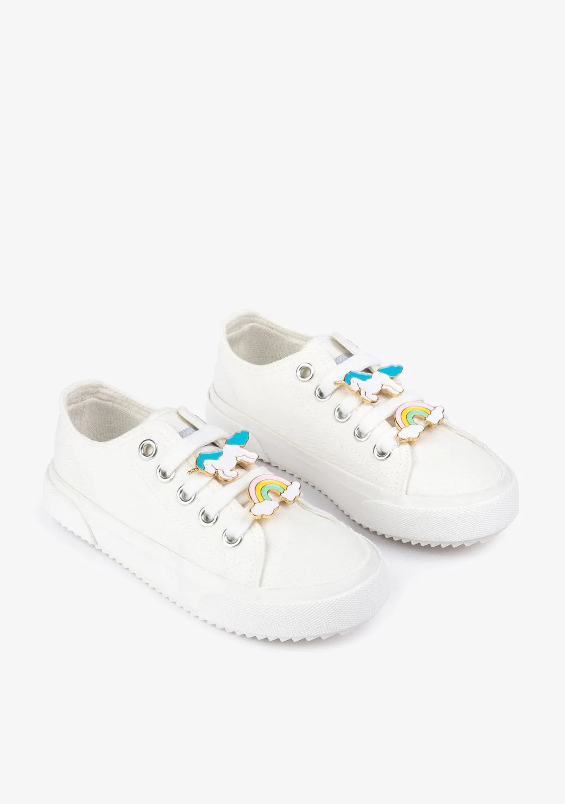Girl's White Unicorn Sneakers