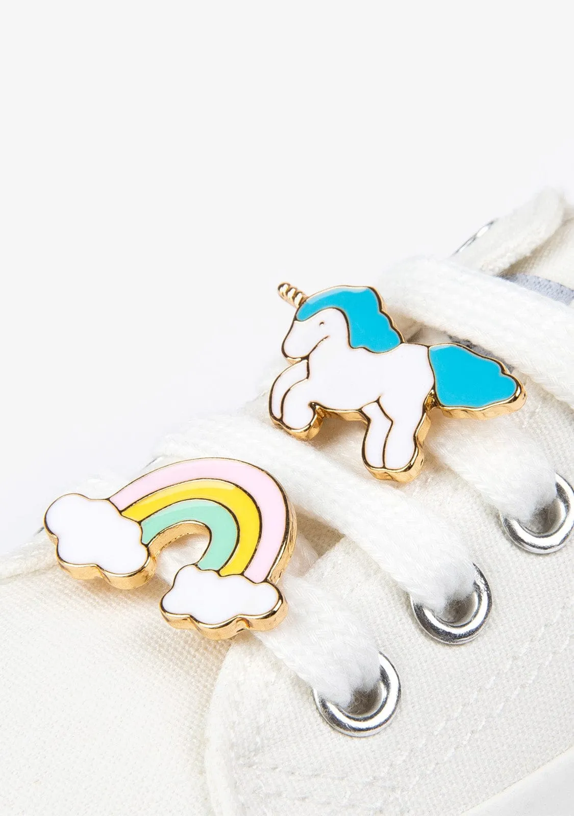 Girl's White Unicorn Sneakers
