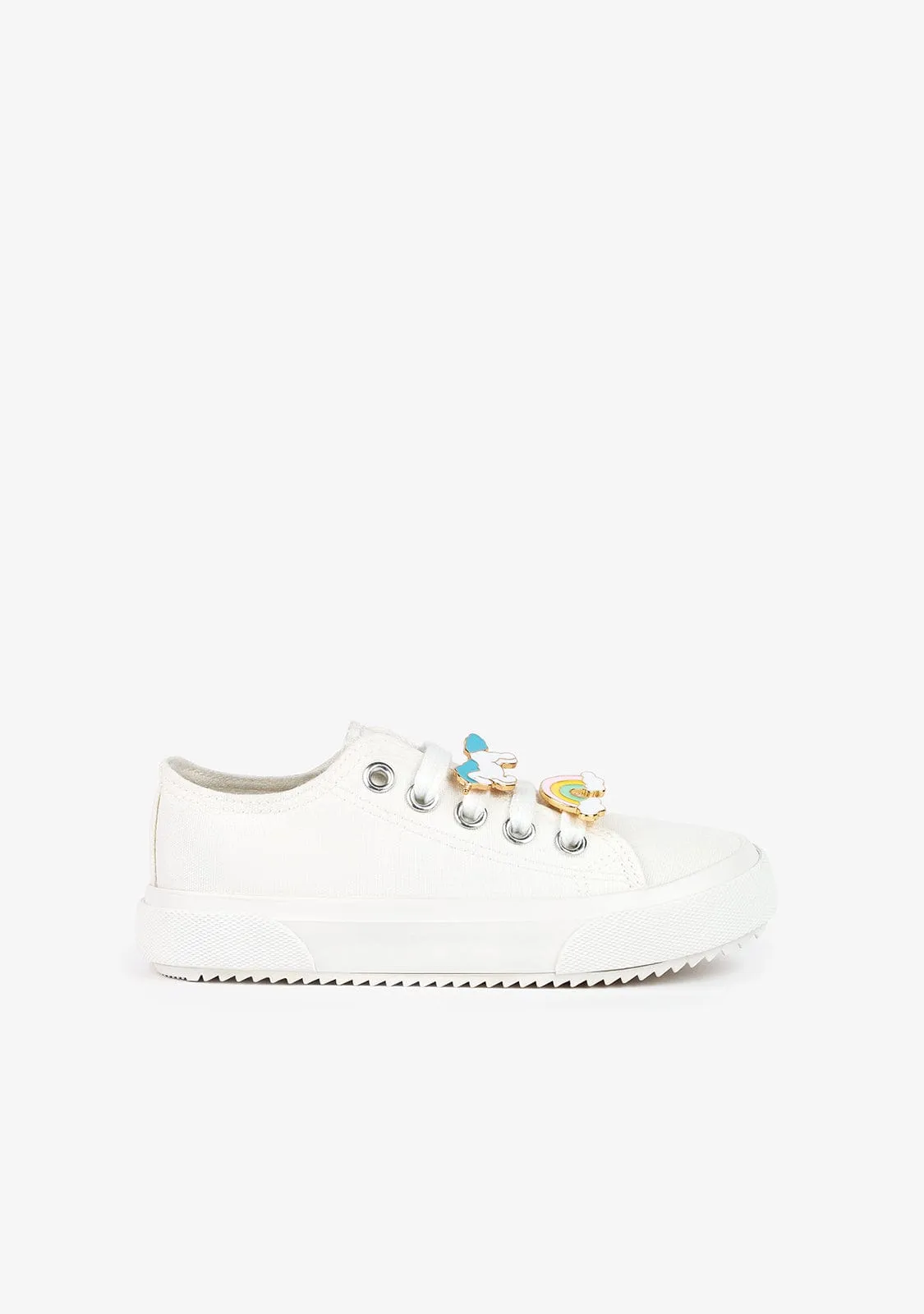 Girl's White Unicorn Sneakers