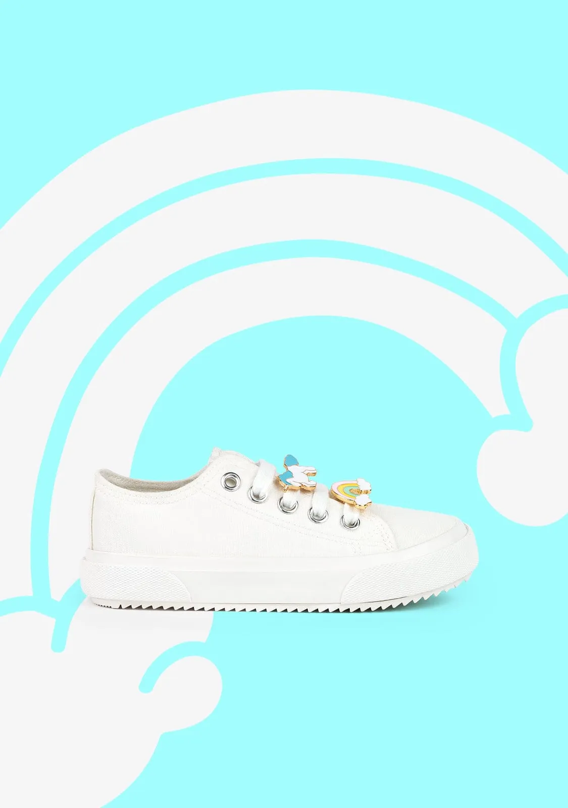 Girl's White Unicorn Sneakers