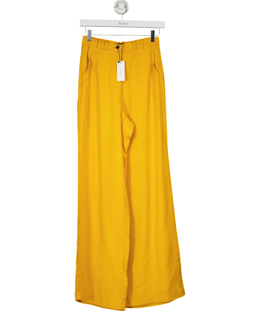 Karen Millen Yellow Premium Viscose Linen Woven Straight Leg Trouser UK 6