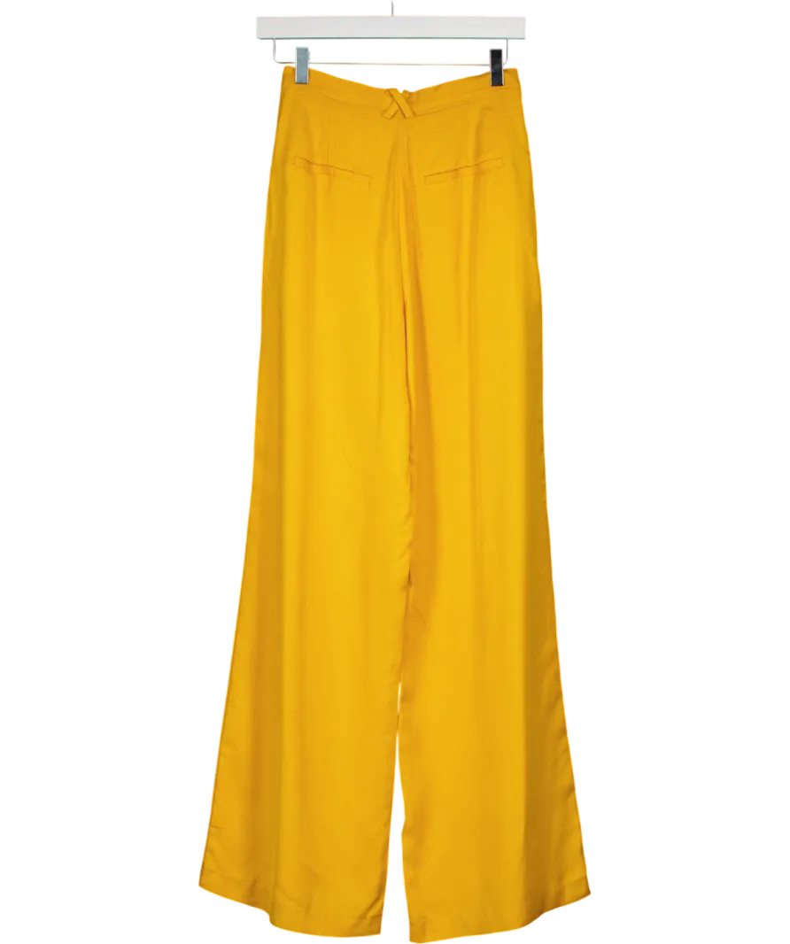 Karen Millen Yellow Premium Viscose Linen Woven Straight Leg Trouser UK 6