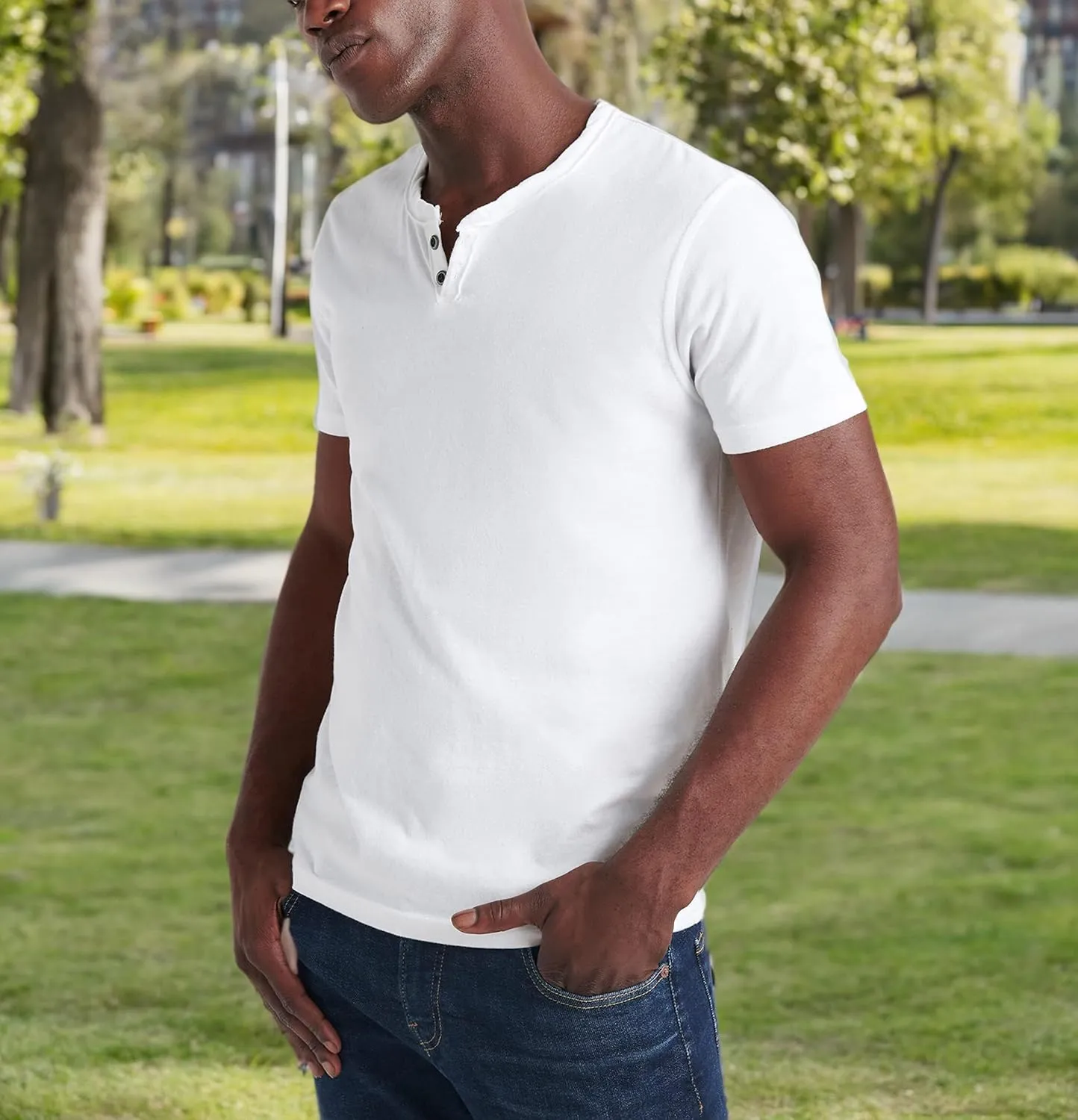 Lucky Brand Men's Venice Burnout Notch Neck Tee