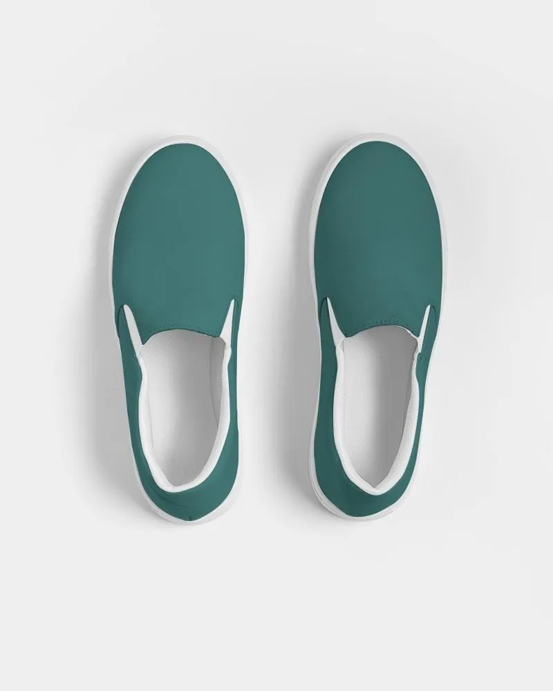 Medium Dark Blue Cool Green Slip-On Canvas Sneakers | Men's | Medium Dark Pastel Blue Cool Green | C60M0Y30K60
