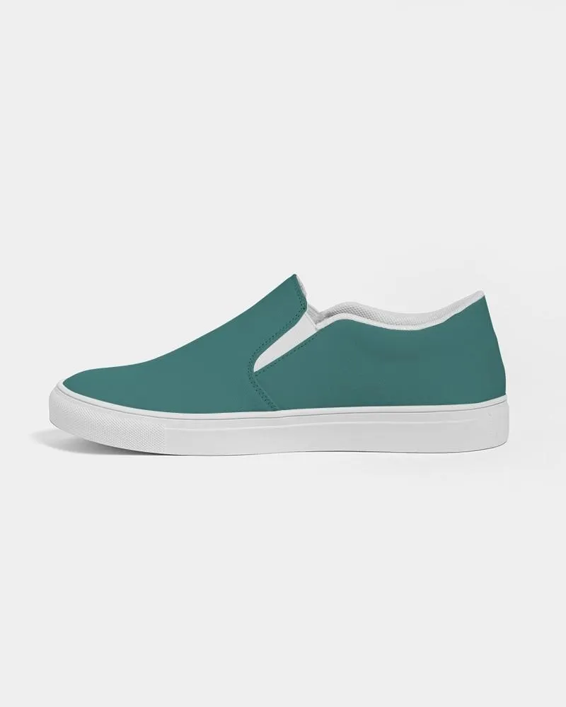 Medium Dark Blue Cool Green Slip-On Canvas Sneakers | Men's | Medium Dark Pastel Blue Cool Green | C60M0Y30K60