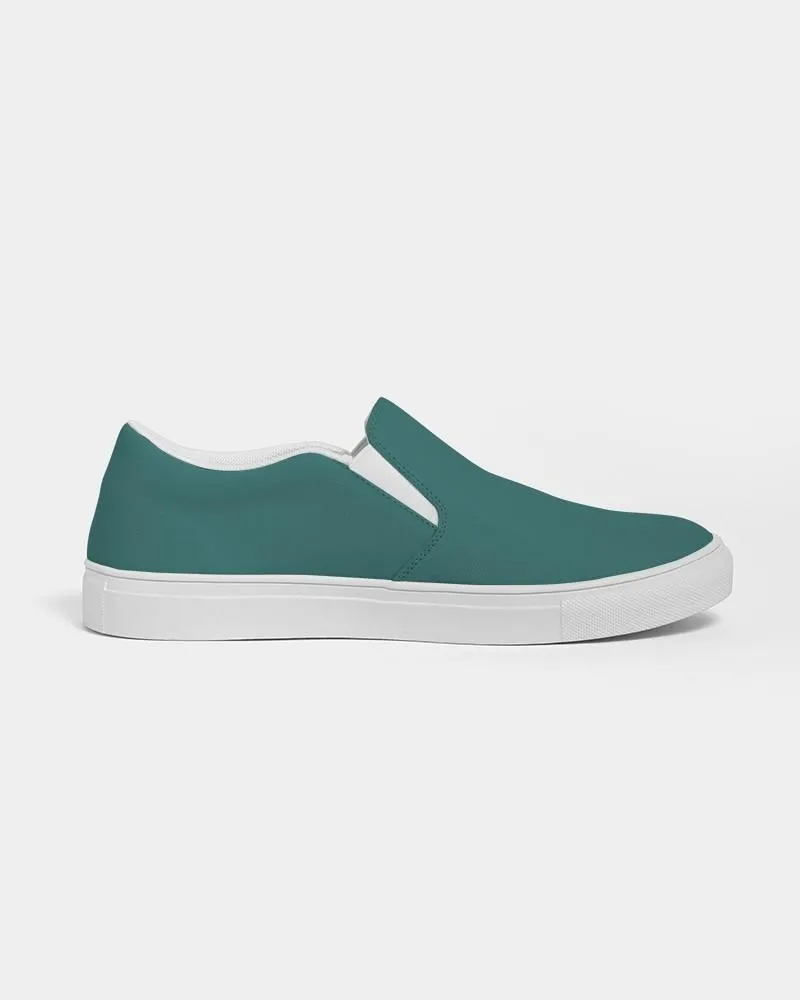 Medium Dark Blue Cool Green Slip-On Canvas Sneakers | Men's | Medium Dark Pastel Blue Cool Green | C60M0Y30K60