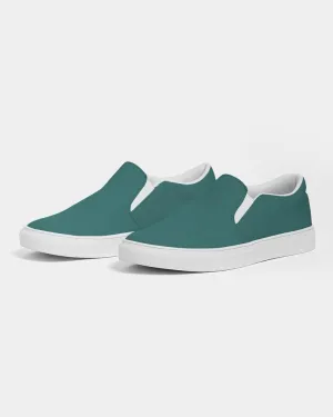 Medium Dark Blue Cool Green Slip-On Canvas Sneakers | Men's | Medium Dark Pastel Blue Cool Green | C60M0Y30K60